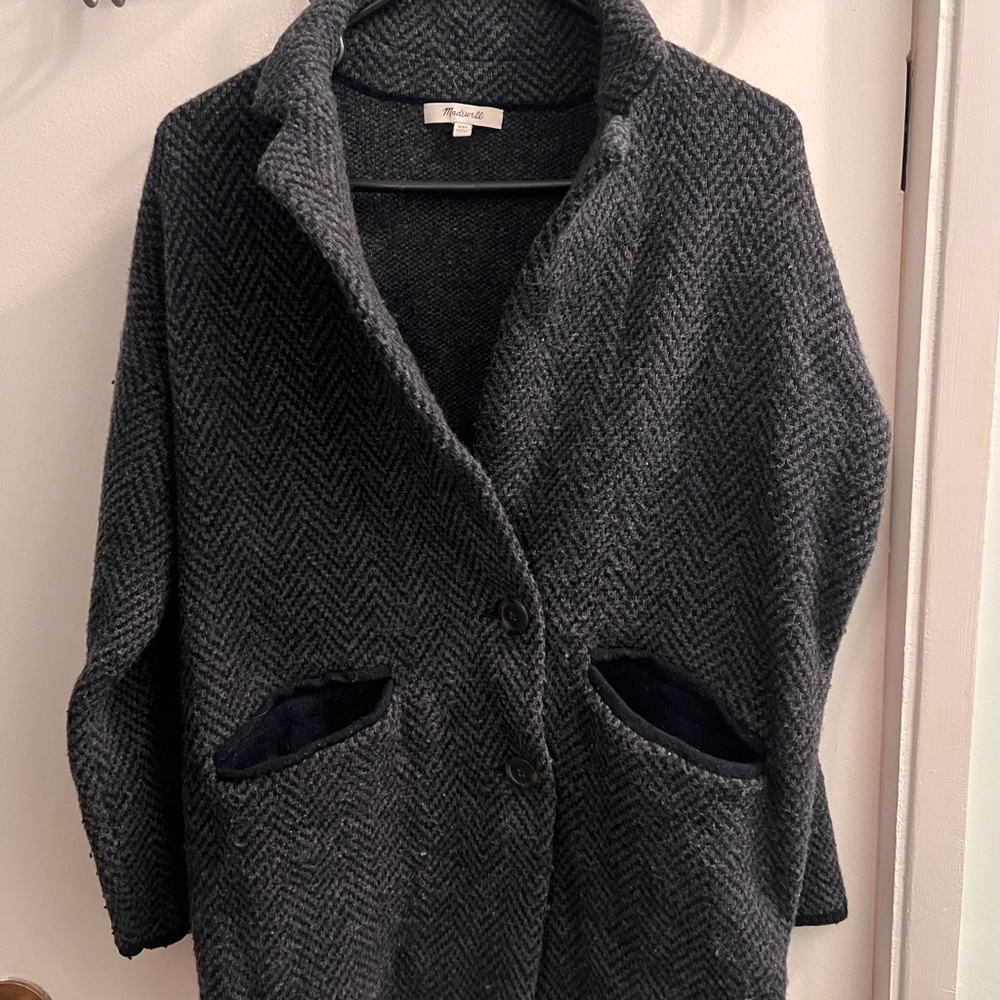 Madewell Navy Herringbone cardigan with buttons